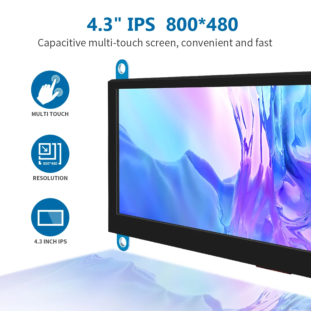 Il Display Powkito Da 4.3 Pollici Supporta La Compatibilità Touch Hdmi E Supporta Il Collegamento Di Raspberry Pi E Pc, Hdmi Compatibile