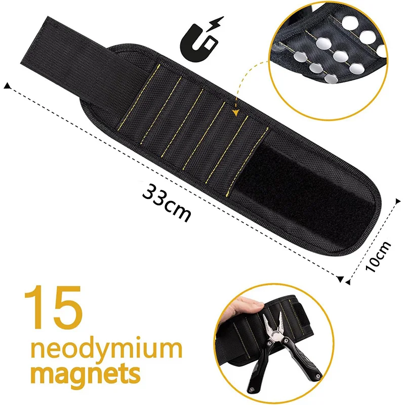 안전한 나사, 못, 드릴 비트, 볼트를 위한 자석 손목밴드, 강력한 자석 도구, 조절 가능한 손목 벨트, 휴대용 공구 가방