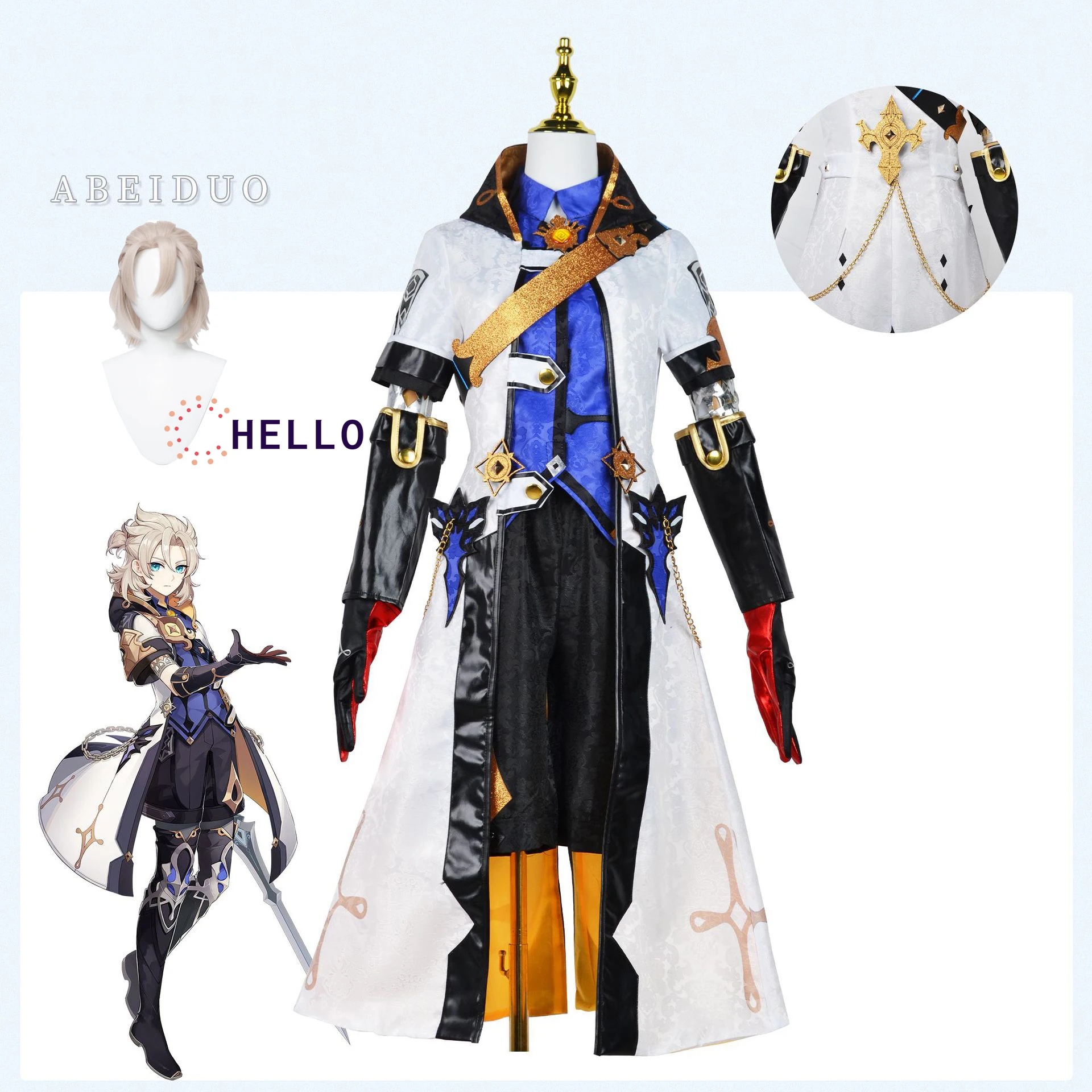 

Костюм для косплея альбедо Genshin Impact, парик для косплея, Аниме игровая униформа для Хэллоуина, Рождественский костюм для мужчин и женщин