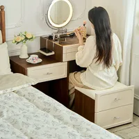 Table de toilette moderne pour femmes avec miroir de maquillage, accessoires, tiroirs de rangement, meubles de chambre à coucher 6