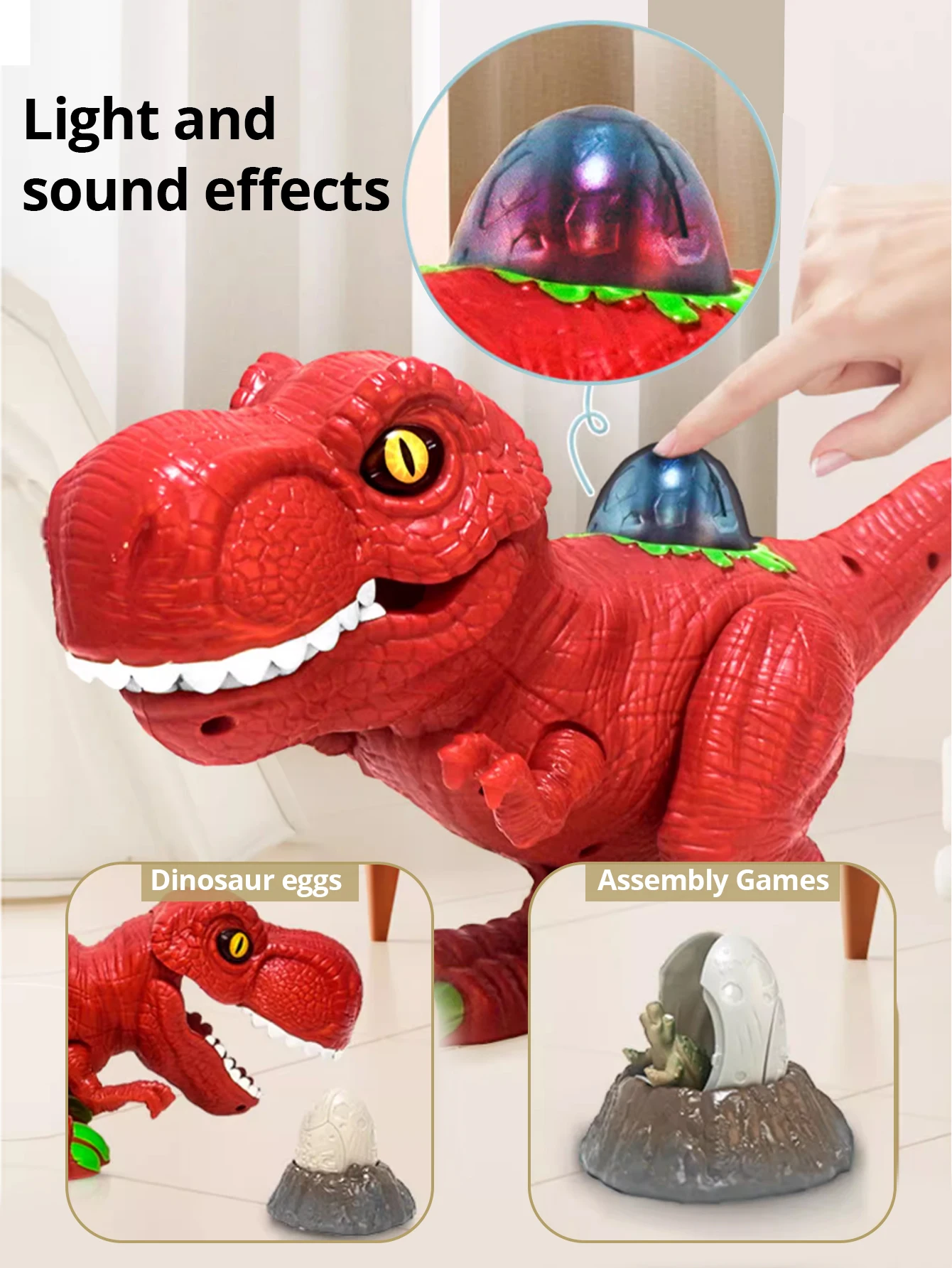 Dinosaur model toys, toy dinosaurs that can eat eggs, lay eggs, and swing walking, suitable for boys, girls' birthday gift toys 4