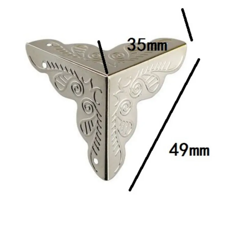 Vintage Flower Case Box Corners 8Pcs For Furniture Decor Triangle Rattan Carved Furniture Hardware Protector With Pins furniture hardware angled furniture hardware furniture corner protector decorative corner cover metal decorative protectors