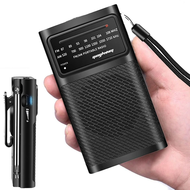 Tragbares Mini-AM/FM-Radio Dualband-Stereo-Taschen radio, geeignet für  Wander camping mit Kopfhörer anschluss - AliExpress