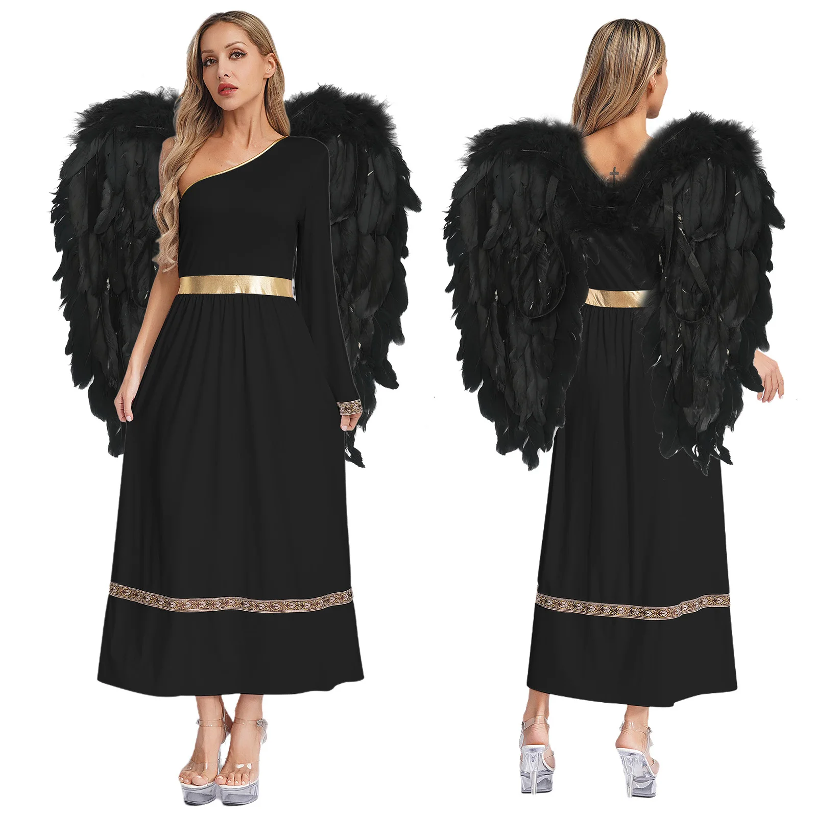Déguisement Déesse Grecque Femme – Toge Une Épaule avec Ailes – photo 11