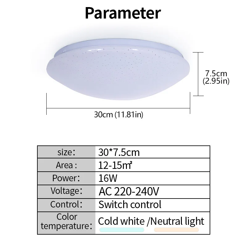 LED Circular Ceiling Lamp 220V 16W Modern Light Starry Light Atmosphere Home Decoration For Bedroom Living Room Indoor Lighting