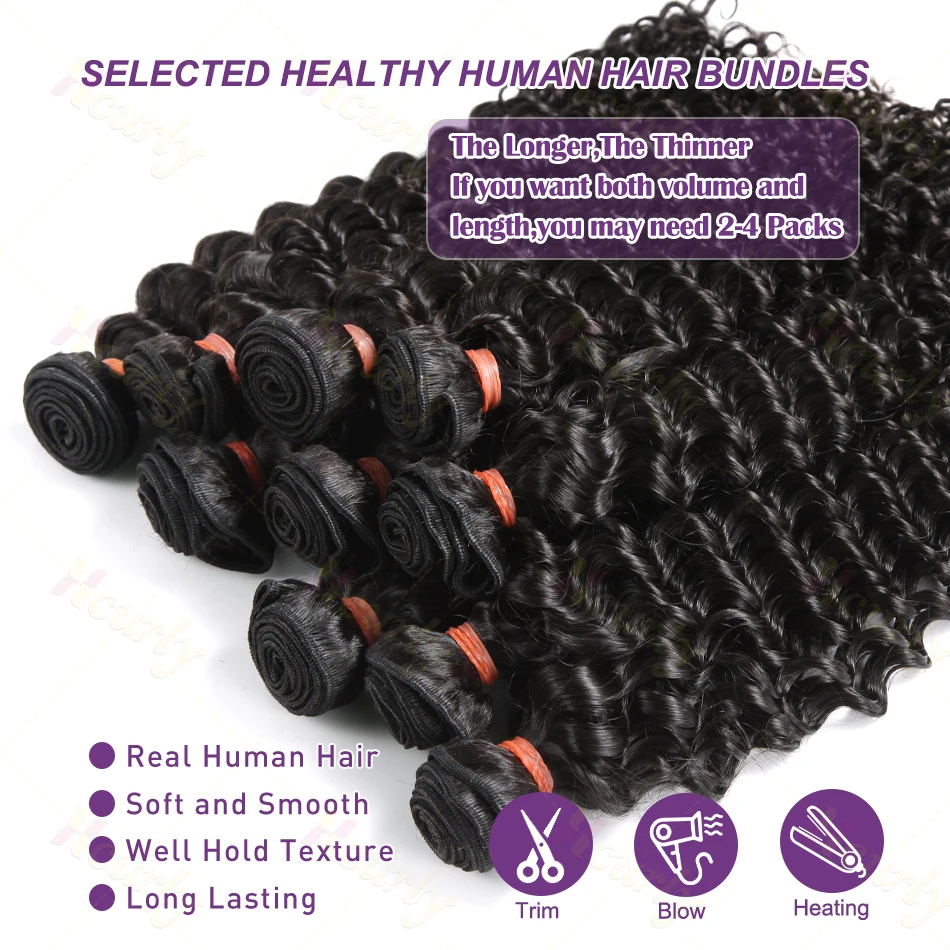 Loose Curly Human Hair Bundles 30 Inch human hair extensions