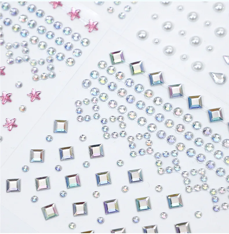 Karsyngirl 1 Sheet Eye Body Face Gems Jewels Rhinestone Stickers Self Adhesive Crystal Rainbow Makeup Diamonds Face Stick Gems 5