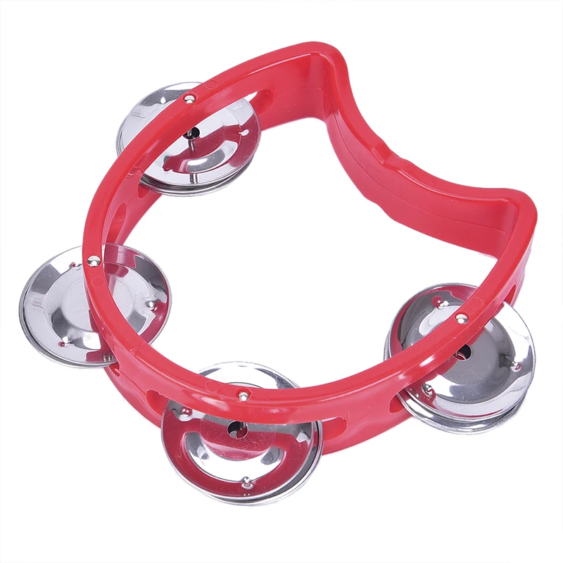 Four Bell Ring Rattle Percussion Instrument Hand-held Tambourine Metal Plastic KTV Party Children's Play Toys Hand Tambourine Wooden Hand Bells Wooden Rattle Drum