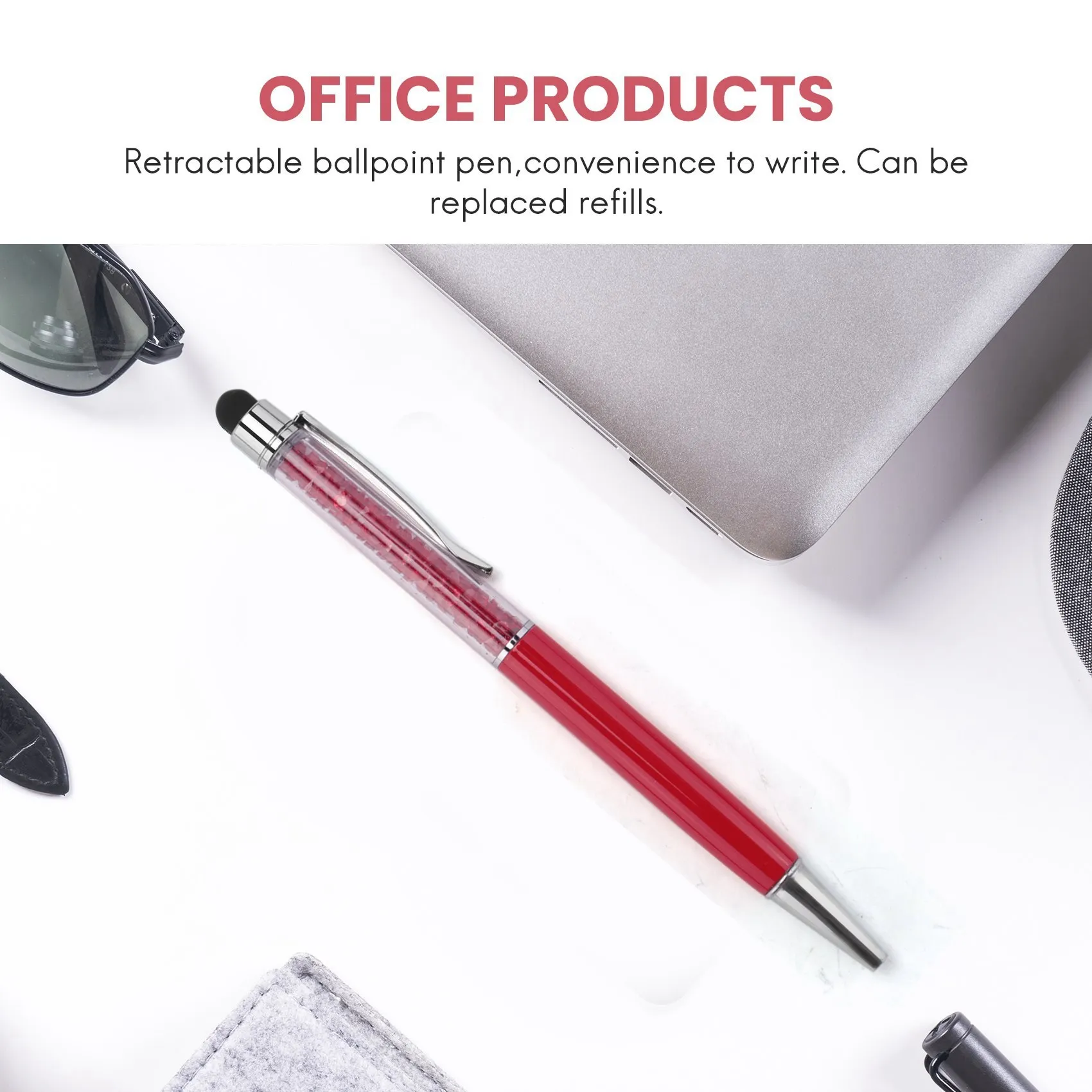 A34M-12개/팩 블링블링 2-in-1 슬림 크리스탈 다이아몬드 스타일러스 펜 및 잉크 볼펜 (12가지 색상)