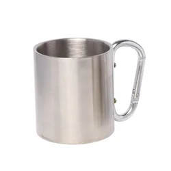 Durable 220ml Stainless Steel Travel Cup with Carabiner Handle - 220ml (Original color)