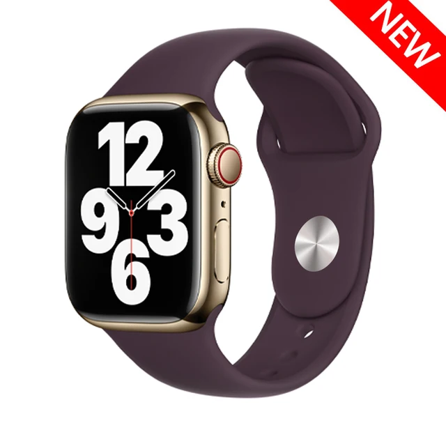 Silicone Strap For Apple Watch Band 44mm 41mm 45mm 40mm 38mm Smart Watch Sports Rubber Bracelet iWatch 6  Serie 7 SE Watchband dark cherry