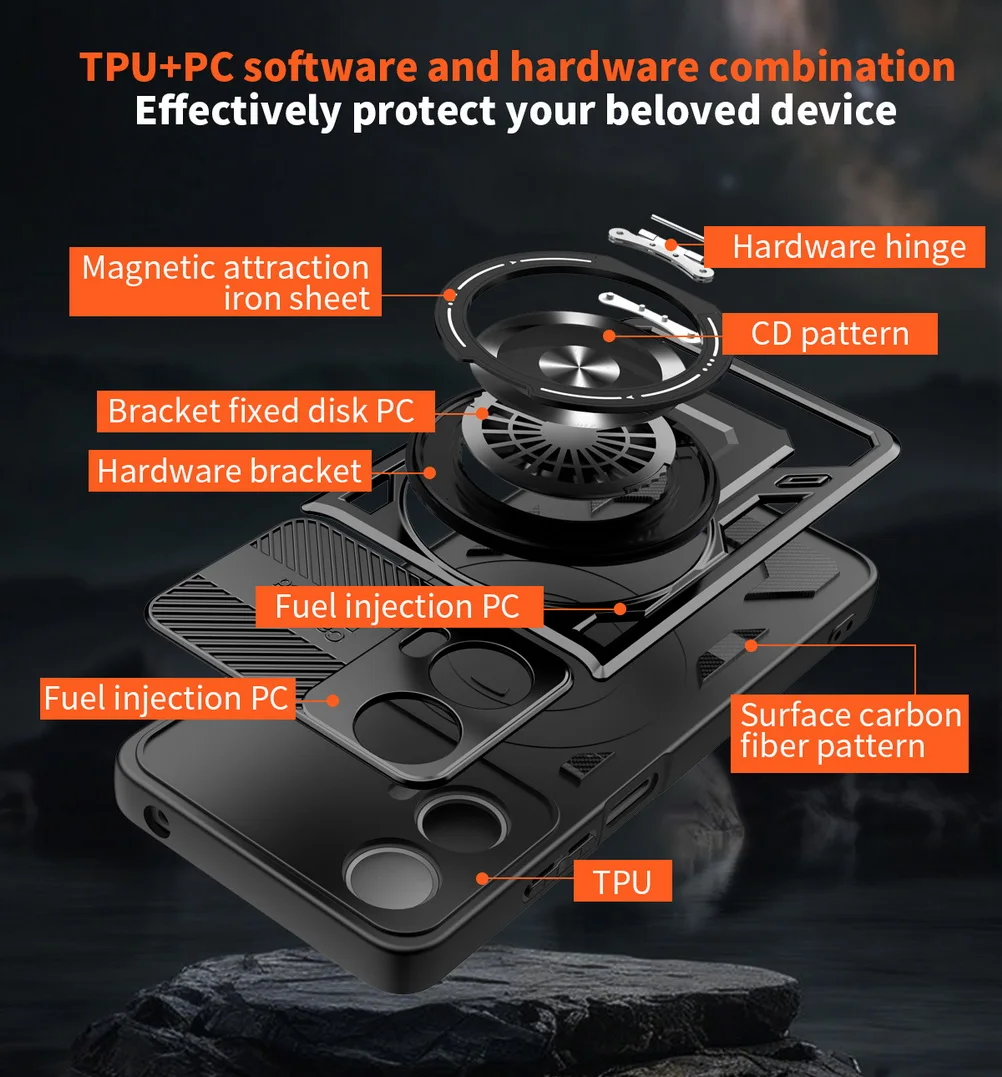 Versatile Rotatable Metal Ring Holder Magnetic Protective Case
