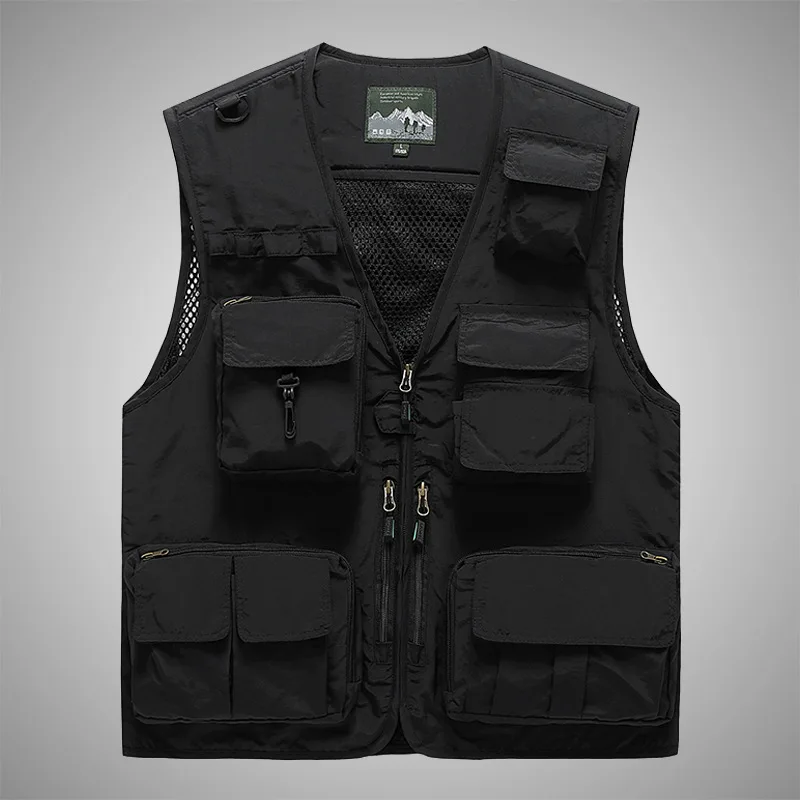 Men's Multi-Pocket Thin Trend Mesh Breathable Detachable Waistcoat Outdoor Mountaineering Fishing Casual Vest FGKKS fashionable vests sleeveless vests sleeveless vest