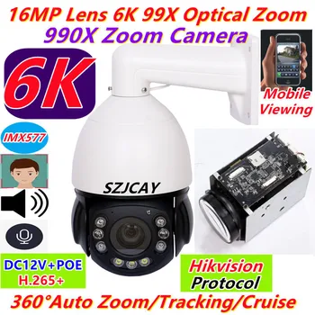 SZJCAY 16MP 8K Obiettivo 12MP 6K 99X Zoom Ottico POE Videocamera di Sorveglianza, Hikvision Outdoor 4G Tracciamento Umanoide Telecamera IP PTZ