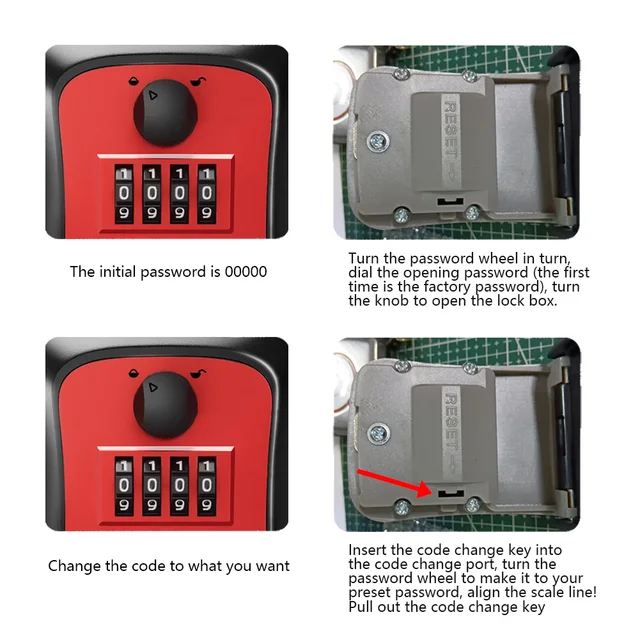 Wall Mount Key Safe Box Key 4 Digit Password Code Password Lock Box No Key for Home Office Security Lock Key Safe Storage Box 4