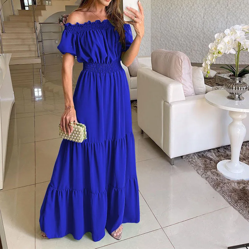 Robe Longue Plissée Rouge à Lacets pour Femme, Tenue Sexy et Élégante, à Volants et Col Bateau, Idéale pour ixsur la Plage et Vacances, à la Mode, Été 8