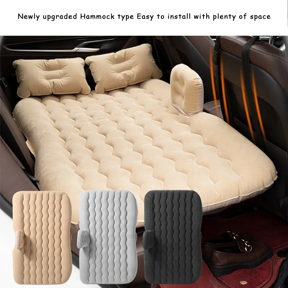Universal Car Travel Inflatable Bed 80x130cm Auto Back Seat Trunk Mattress Air Bed Pillow Travel Camping Family Outing 1 Set