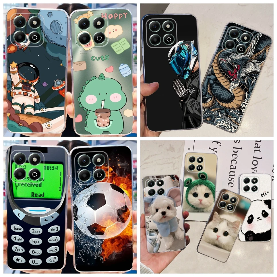 For Honor X6b 4G Phone Cover Case Cool Cartoon Dragon Space Man Cute Cat Funda Soft Clear - View #6