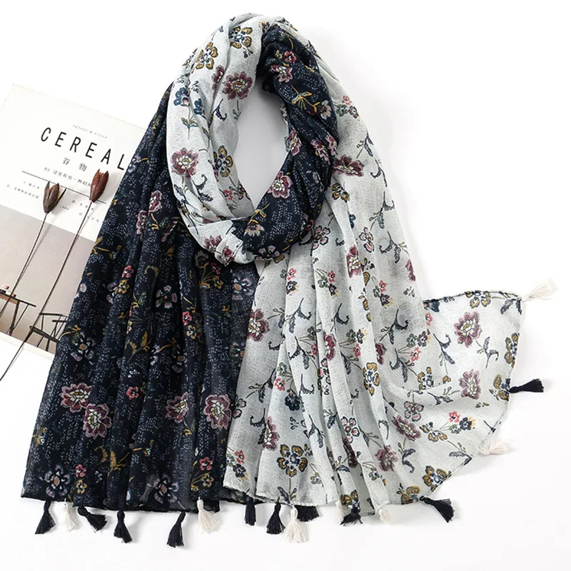 

Retro Cotton Linen Tassels Scarf For Women Girls Autumn New Patchwork Sunscreen Scarves Soft Foulard Viscose Female Wrap Shawls