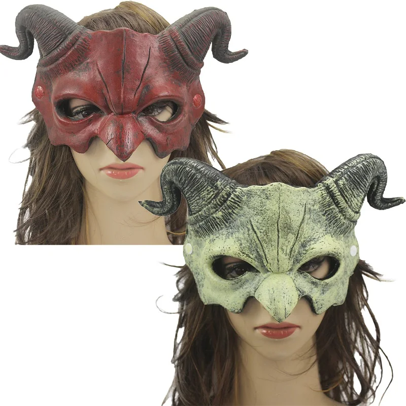 GoatHornMaskHalloweenCosplayMaskResurrectionCarnivalCostumePropsFoamGoatHornDemon