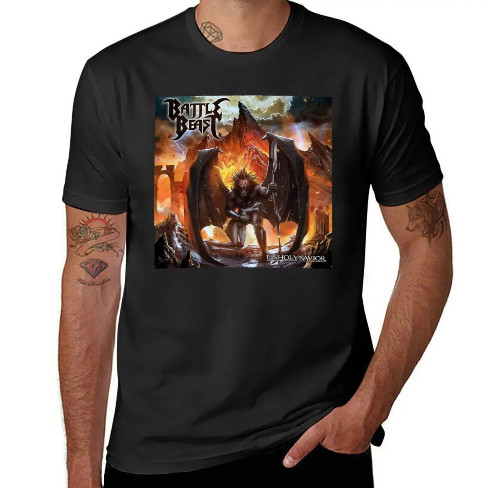 

Battle Beast - Unholy Savior album 2015 T-Shirt customs heavyweights quick drying heavyweight t shirts for men