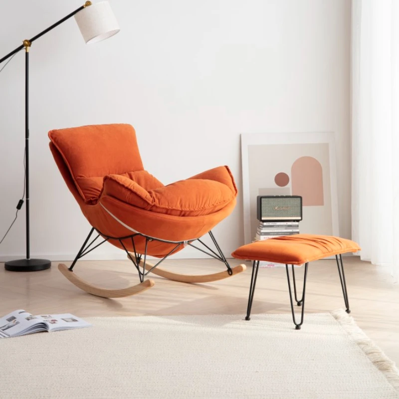 

Мягкое кресло-качалка для взрослых Beaty с поддержкой спинки, современное кресло-качалка с откидывающейся спинкой для пола, комфортное кресло для чтения в скандинавском стиле, мебель для дома