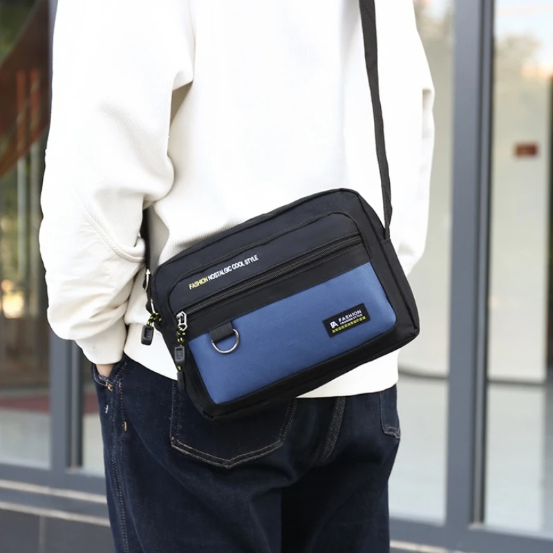 New Multi-pockets Men's Shoulder Bag Waterproof Large Capacity Men's Business Bag Work Travel Canvas Crossbody Bag for Male