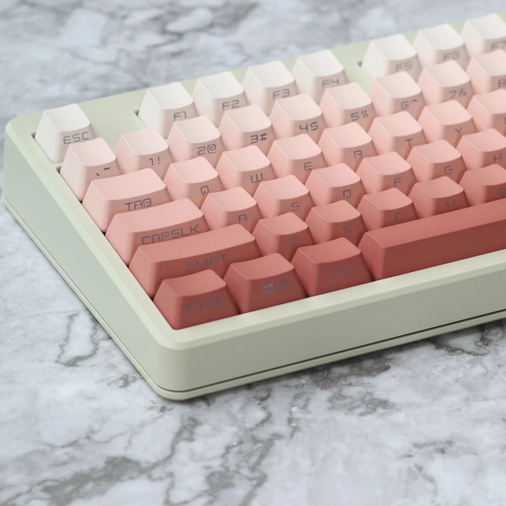Pink Gradiente Keycaps para Teclados Mecânicos Perfil Oem Retroiluminado Transparente Pbt Lado Top Print Gk61 68 87 104