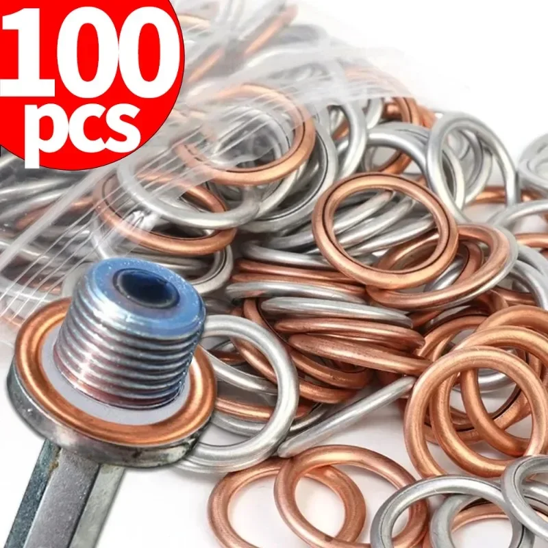 Car Oil Pan Drain Gasket Drainage Bolt Pad Aluminum/Copper Oil Drain Plug Gasket Replaceable Accessories for Volkswagen Audi