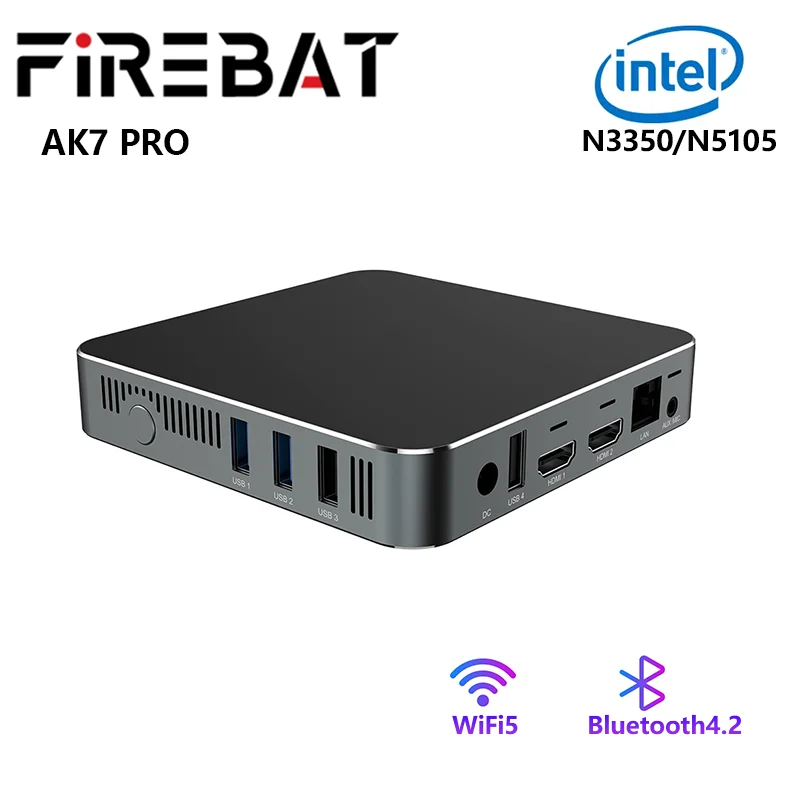 FIREBAT AK7 PRO MINI PC intel N3350 N5105 minipc dvojí pás wifi5 BT4.2 6GB 8GB 64GB 256GB ploše herní počítač