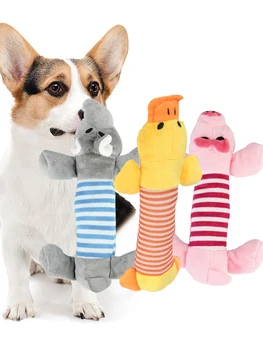 Apto para todos os animais de estimação cão gato velo brinquedos popular rangido mastigar som bonecas elefante pato porco animal de estimação engraçado brinquedos de pelúcia 1
