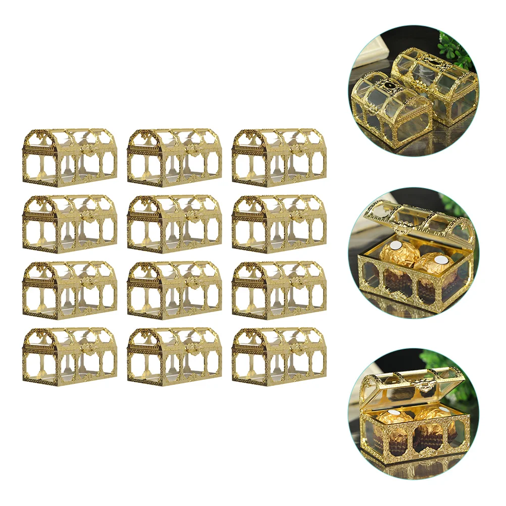 

Nuobesty Wedding Decorations 12Pcs Wedding Candy Boxes Vintage Treasure Box Candy Storage Holder Clear Treasure Chest Candy Box