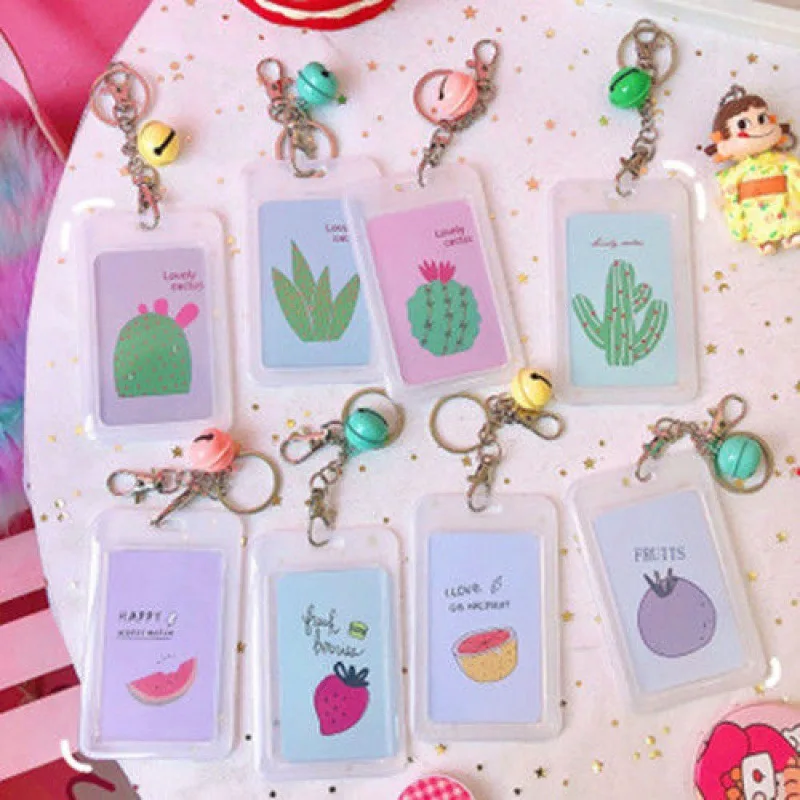 

1pcs Cute Cartoon Bus Id Card Cover Storage Case Badge Hold Cat Card Holder Case Keychain Student Bank Card Protector Wallet New