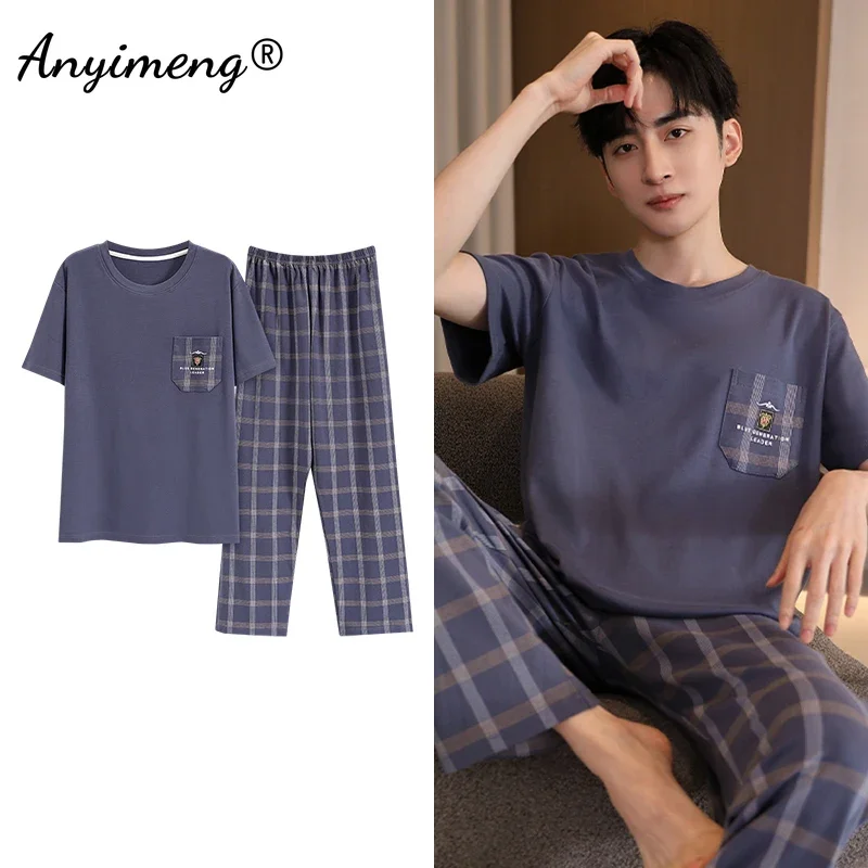 Winter Lange Mouwen Pyjama Huiskleding Ensembles De Heren Pyjama Nachtkleding Lounge Homewear Geruit Slaapshirt Heren Pyjamaa Set