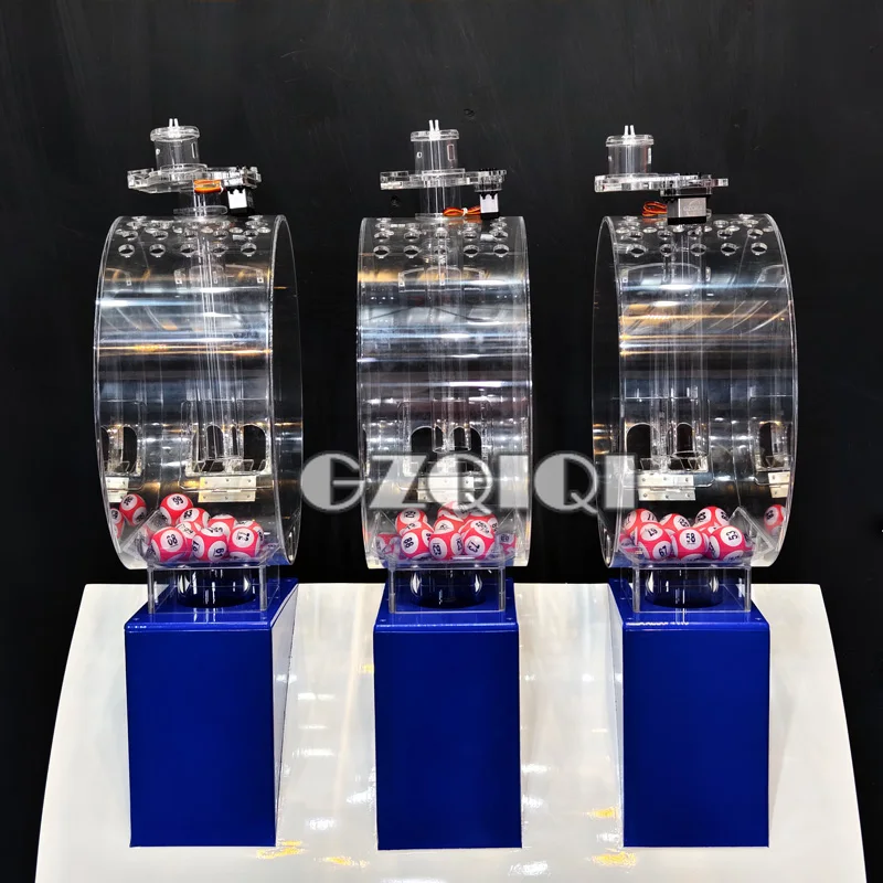 Popular lottery machine with 3 cylinders and balls holder for pick 3 game