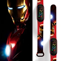 New cartoon Children's Watch Anime figure spiderman Iron Man Print LED Electronic Waterproof Sports Bracelet Watch kids gifts 2
