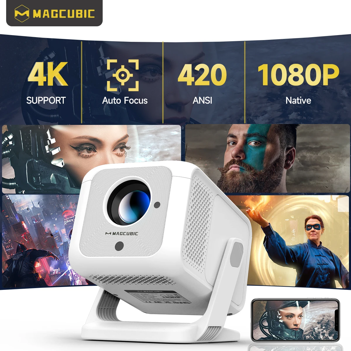 Magcubic Auto Focus HY310-X Portable Projector 4K 420ANSI WiFi 6