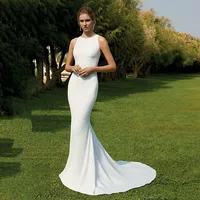 Classic Elegant Wedding Dress Square Collar Mermaid Wedding Gown Customized Women Illusion Lace Bridal Dress Robe De Mariee 1
