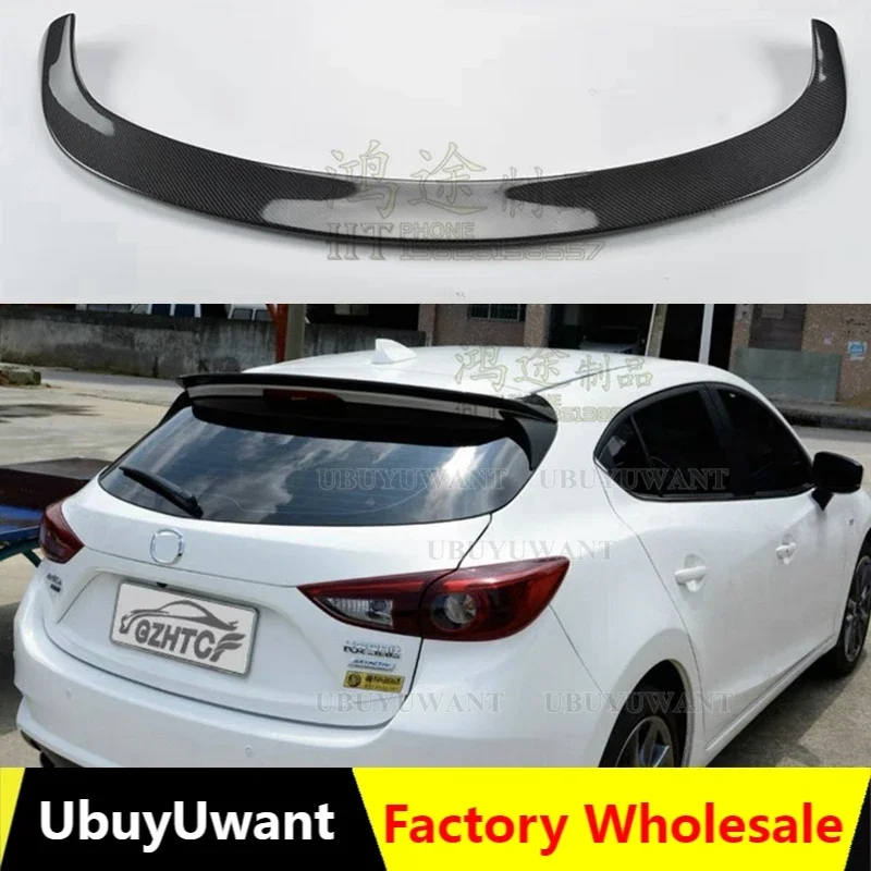 

FOR Mazda 3 Hatchback Real Carbon Fiber CAR Spoiler Wing Car Rear Window Rear LIP Middle Tail FIN Accessories Mazda3 2014-2019