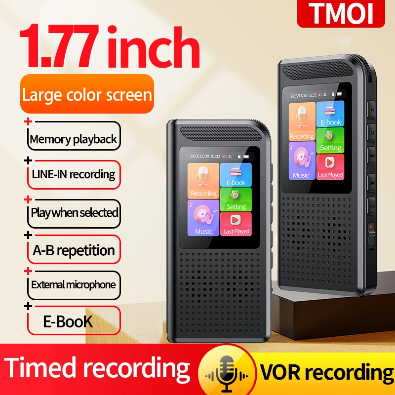 A8 High-Quality Digital Audio Voice Recorder Colorful Display Screen Sound Recording Real Time Record MP3 Player