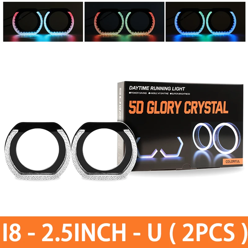 ตัวเลือกสินค้า ไฟหน้า LED ขนาดใหญ่ 2.5/3 นิ้ว พร้อมวงแหวน RGB ควบคุมผ่านแอพ