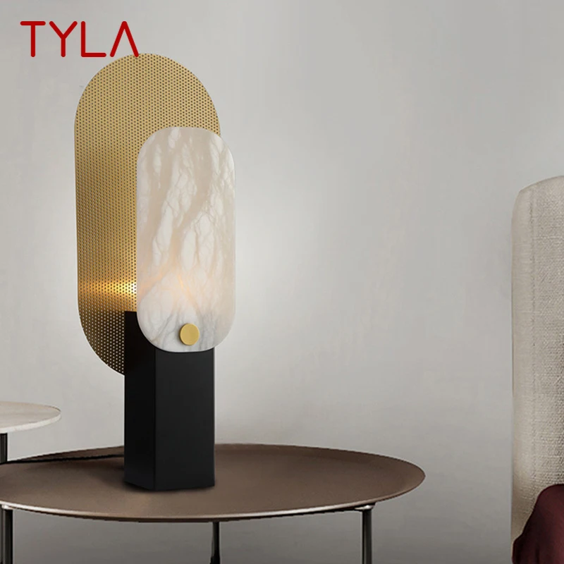 

TYLA Nordic Marble Table Lamp Luxury Modern Art Family Iiving Room Bedroom LED Creativity Decorative Desk Light