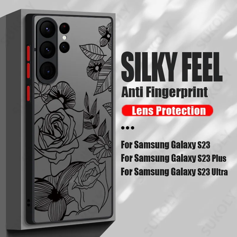 thumbnail image 1 of Luxury Rose Flower Plants Case For Samsung Galaxy S23 S22 Ultra S21 S20 FE S24 A13 A14 A34 A51 A52 A53 A54 5G Coque Hard Cover, 1 of 5