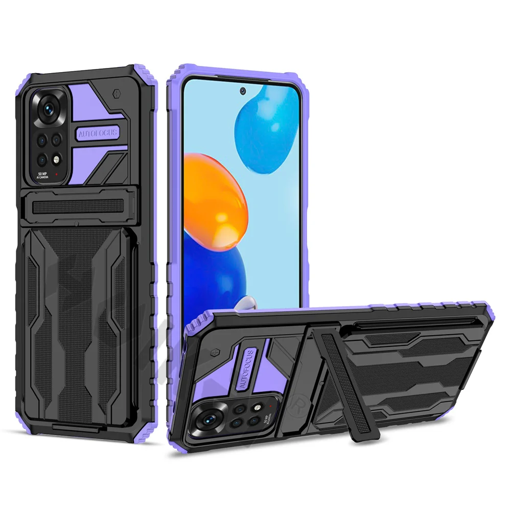 ShockProof Armor Case For Xiaomi Redmi Note 11S  11 10 10S 9 Pro Max 11T Poco M4 M3 X3 Pro Anti Shock KickStand Card Slot Case