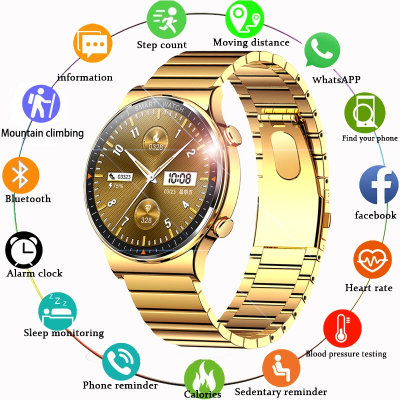 2022 New Smart Watch Men Bluetooth Call Watch For Men Sports Waterproof Wristwatch Gold Clock Smartwatch For Android iOS Gift