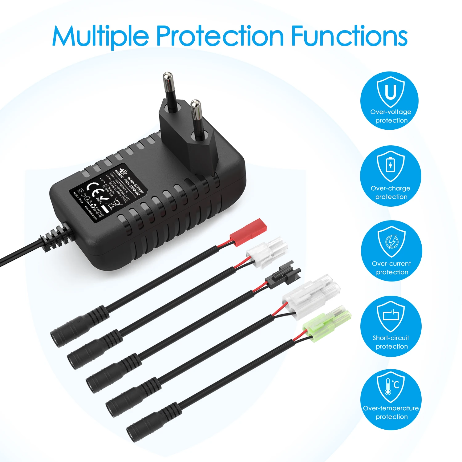 スマートカーバッテリー充電器,2.4v,4.8v,6v,7.2v,8.4v,9.6v,ラジコン