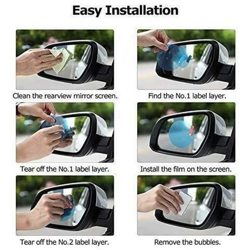 car rearview mirror sticker 2Pcs Car Rearview Mirror Protective Film Rain-proof Film Waterproof Anti-fog