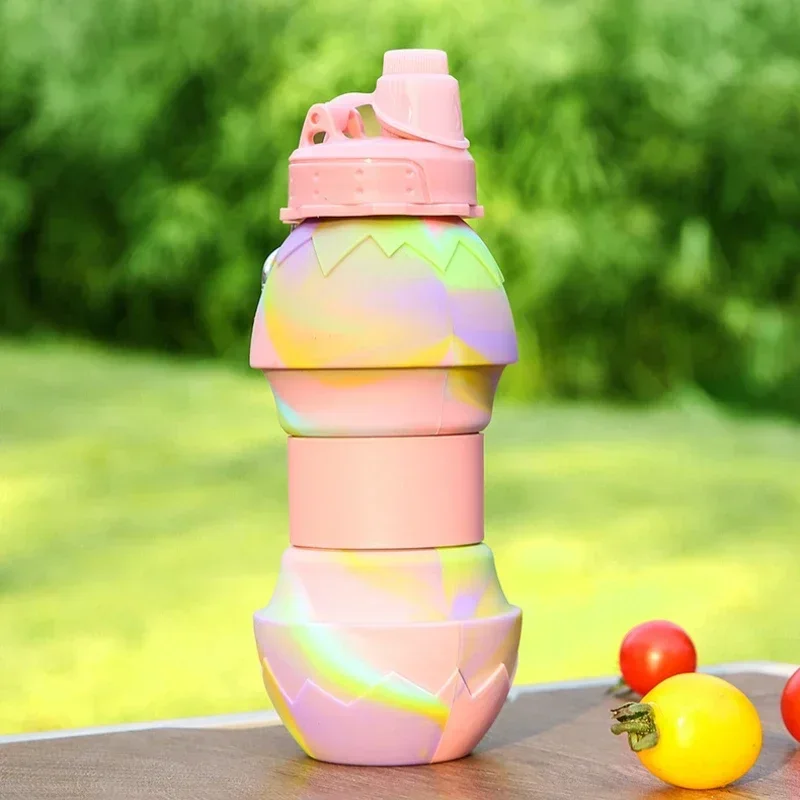 Eggshell Folding Water Cup Telescopic Sports Water Bottle New Silicone Cross-Border