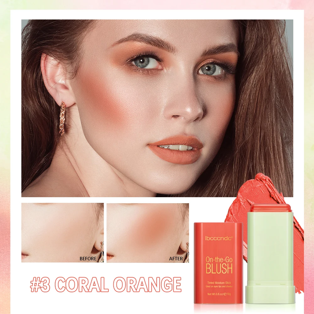 Tinted Mositure Blush Stick 3 in 1 Makeup Tubes for Lips Eyes Cheeks