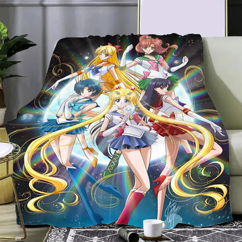 Japan Anime Cute Printed Blanket Picnic Blankets Warm Blanket and Comfortable S-Sailor M-MoonS Blanket Home Travel Birthday Gift 4